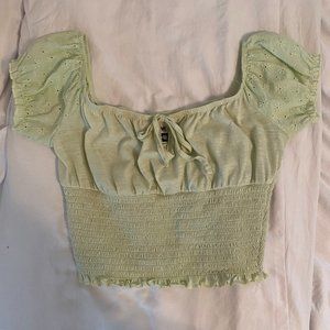 Green Blouse with flowery sleeves